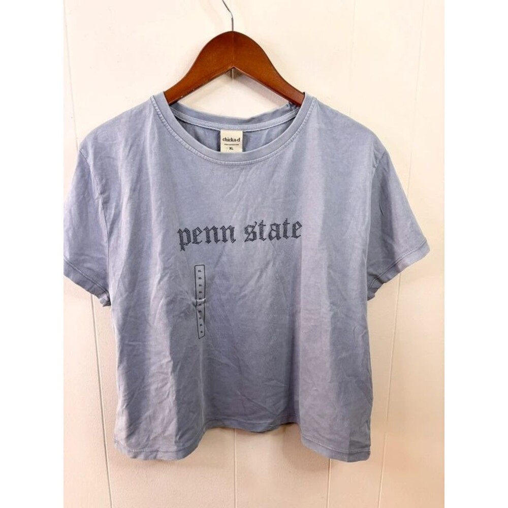 Penn state cropped boxy tee shirt spell out embellished women’s size XL